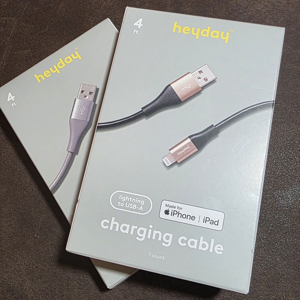 Iphone Charger Bundle- Heyday‎ Gray/Black Charging Cable (2) Pack